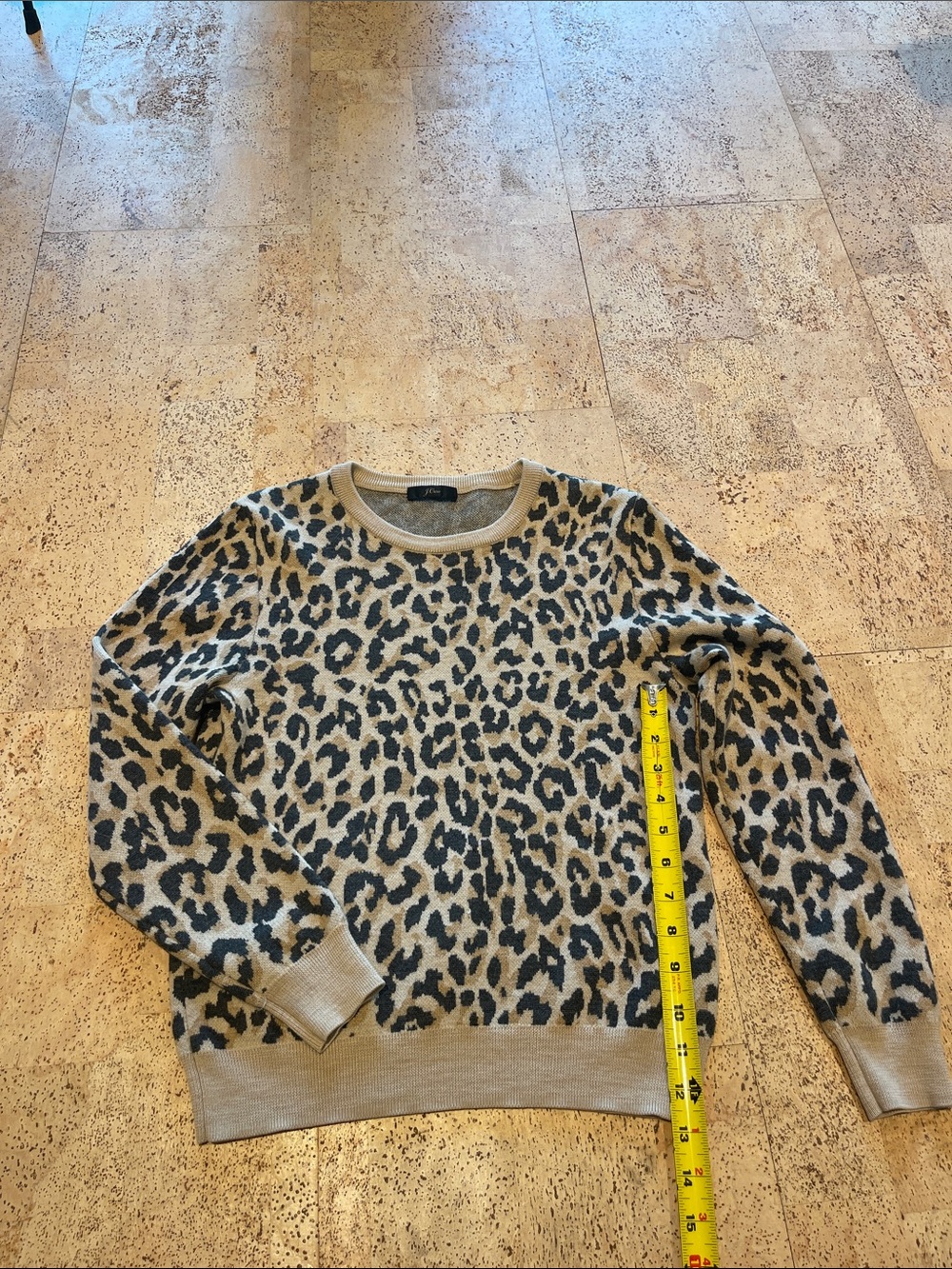 J. Crew Leopard Print Crewneck Sweater — Beige & Black